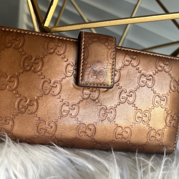 GUCCI Wallet long wallet Brown GG Leather Lovely heart 245723.0959 Authentic - Picture 3 of 16